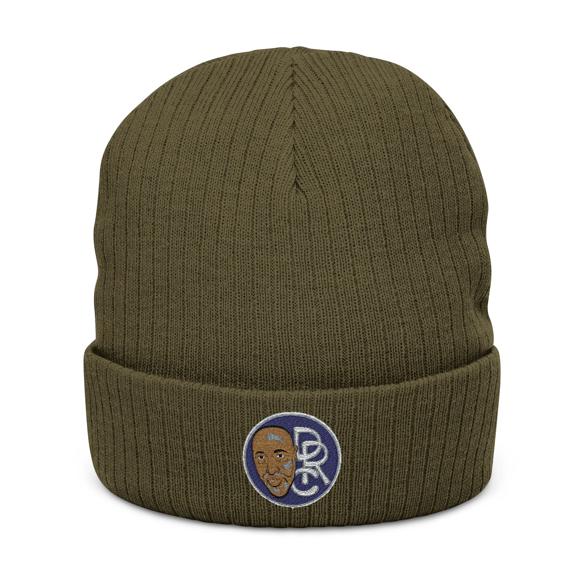 Embroidered Ribbed Beanie – Patch Logo Knit Winter Hat