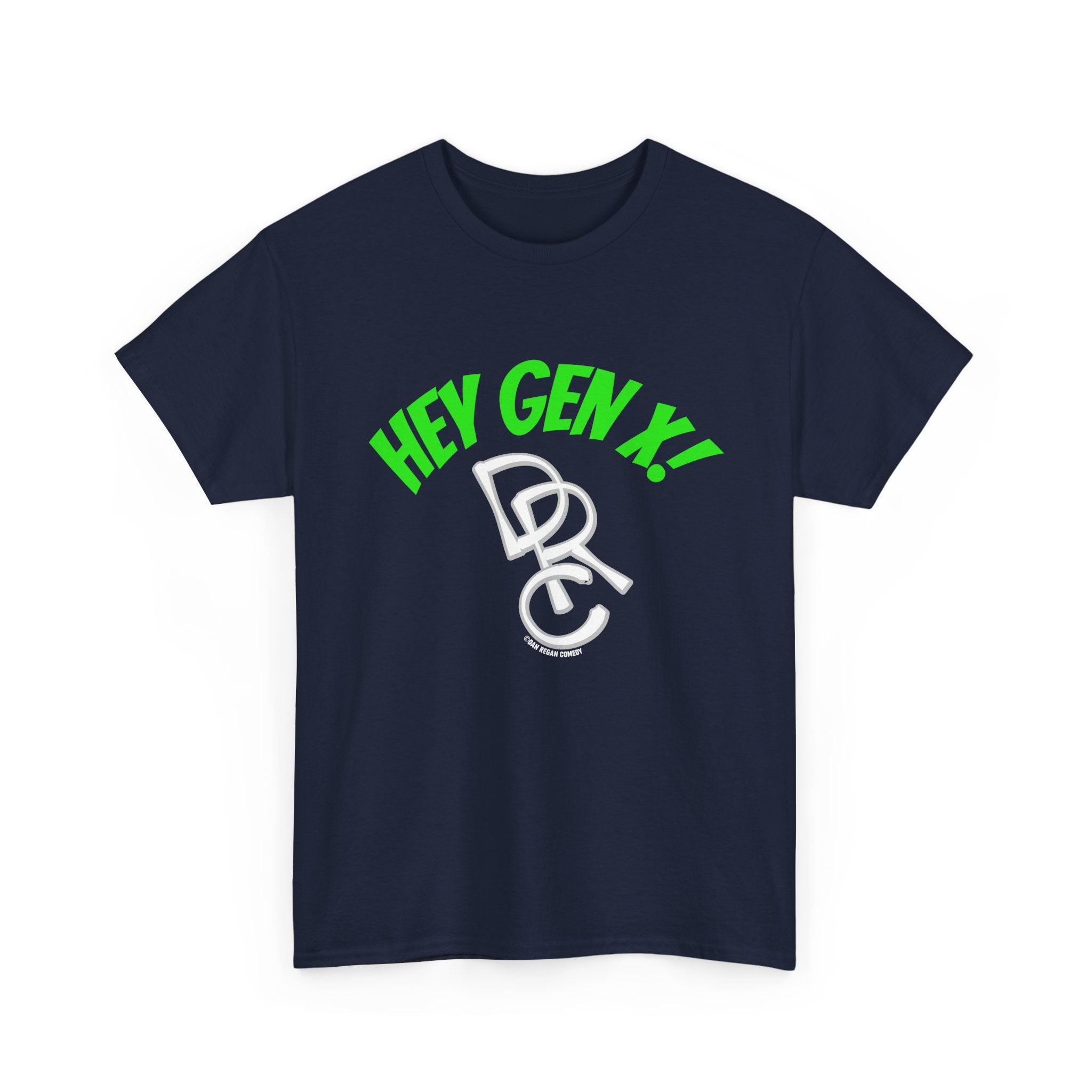 Hey Gen X! DRC Logo Graphic Tee – Retro Neon Green Streetwear T-Shirt