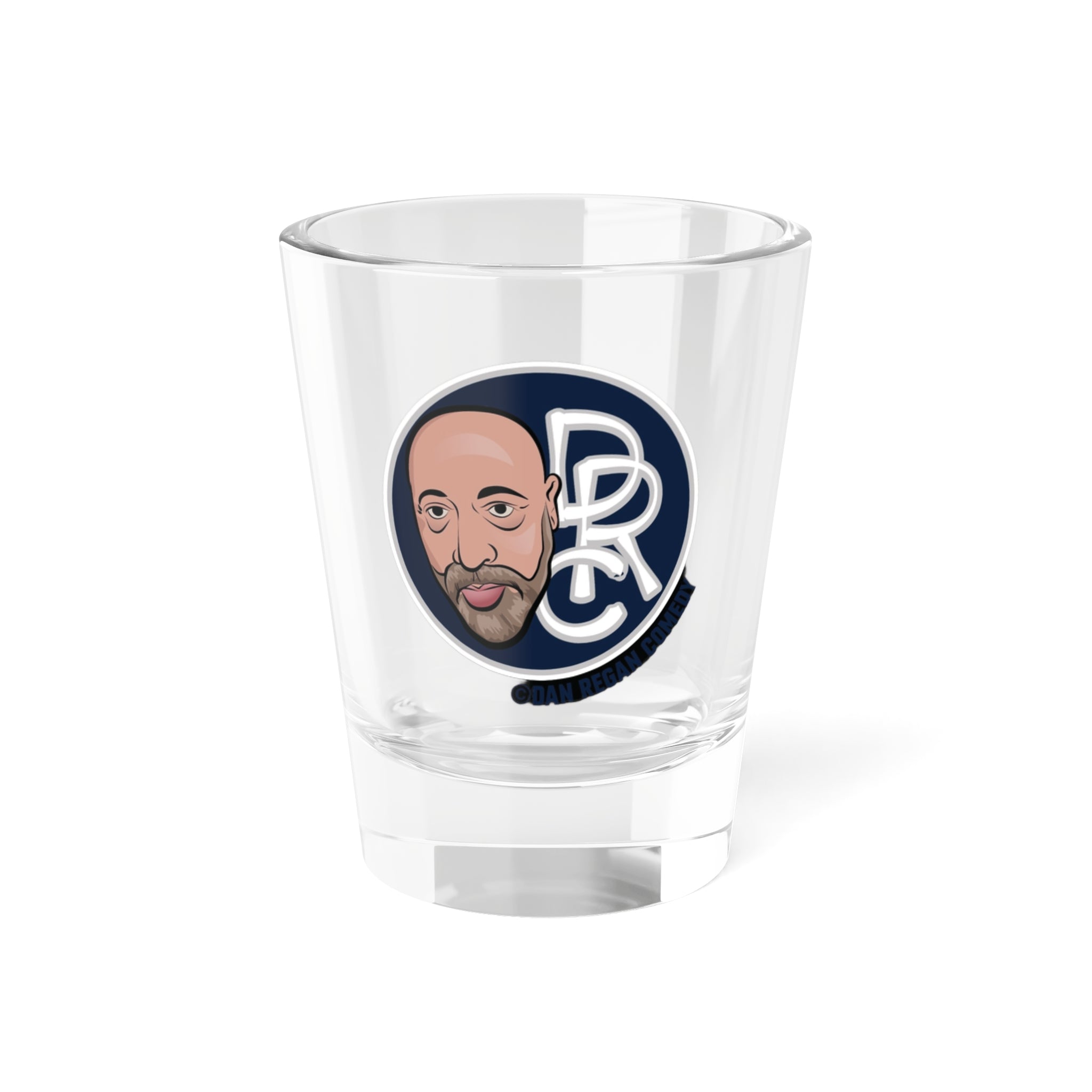 1.5oz Shot Glass with Illustrated Face Emblem
