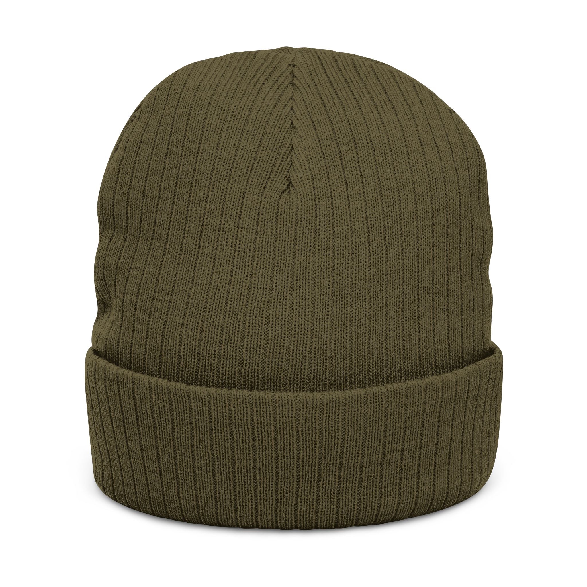 Embroidered Ribbed Beanie – Patch Logo Knit Winter Hat