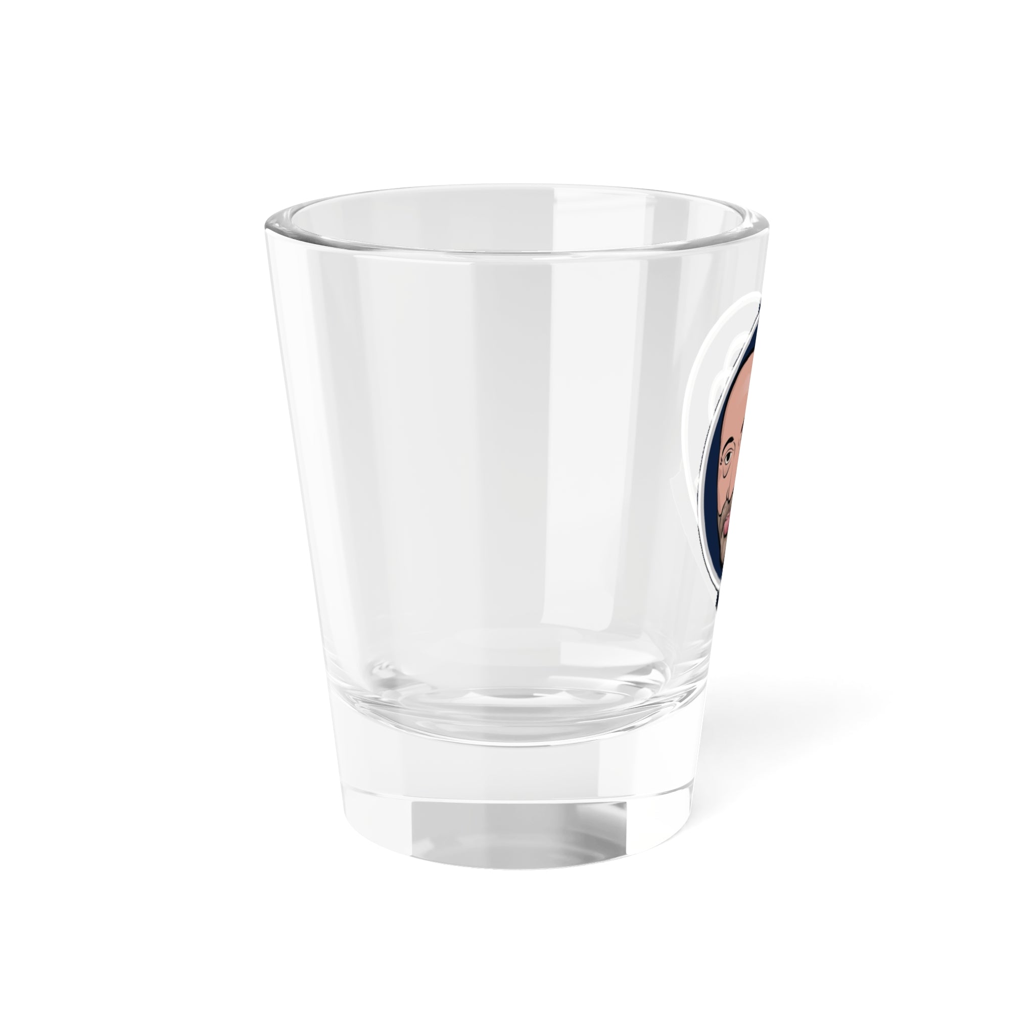 1.5oz Shot Glass with Illustrated Face Emblem