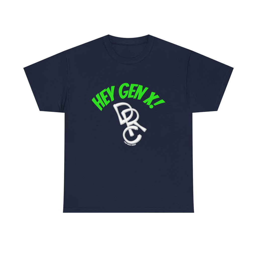 Hey Gen X! DRC Logo Graphic Tee – Retro Neon Green Streetwear T-Shirt