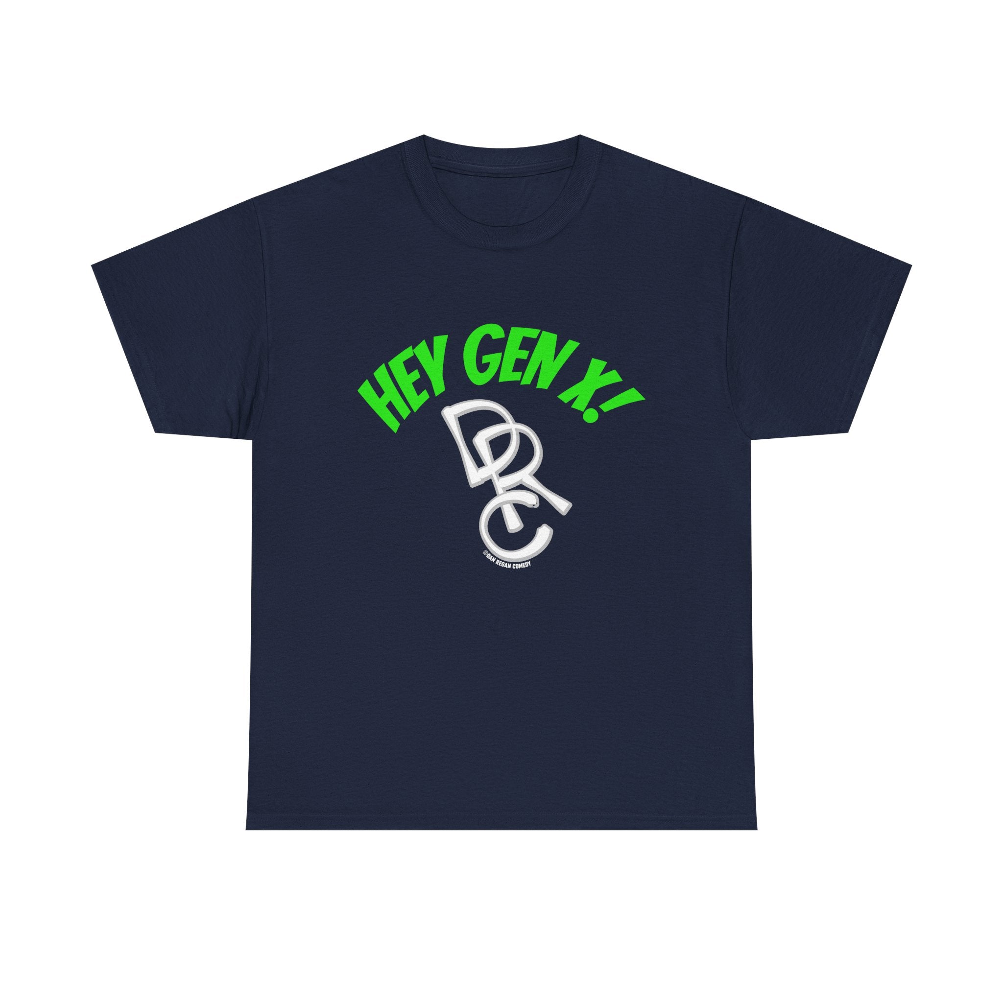 Hey Gen X! DRC Logo Graphic Tee – Retro Neon Green Streetwear T-Shirt