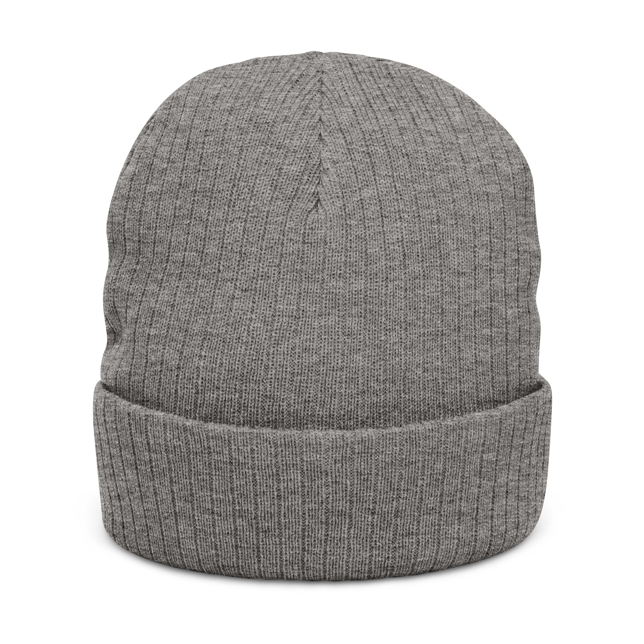 Embroidered Ribbed Beanie – Patch Logo Knit Winter Hat